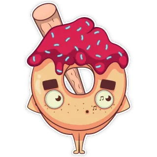 😗 7d57b07b donut, dolce, cibo, zucchero, cartone animato, personaggio, carino telegram sticker