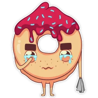 😢 9ec4941a ciambella, piangere, cibo, triste, dolce, cartone animato telegram sticker