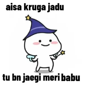 👀 9e44a09e aisa kruga jadu
tu bn jaegi meri babu lindo, mágico, dibujos animados, mago, amor, romántico, humor whatsapp sticker