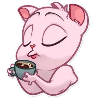 ☕ 683fbe6e การ์ตูน, สัตว์, หมี, สีชมพู, กาแฟ, น่ารัก, ผ่อนคลาย, คาวาอิ telegram sticker