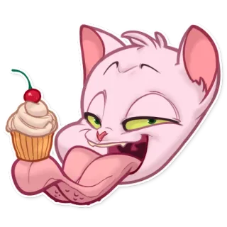 👅 6e40cb05 แมว, คัพเค้ก, เชอร์รี่, สัตว์, การ์ตูน, ของหวาน telegram sticker
