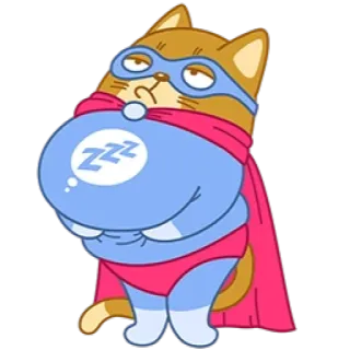 👨‍🎤 5e9ca581 ZZZ gatto, supereroe, assonnato, cartone animato whatsapp sticker
