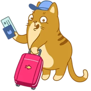 💳 ba5e4f59 gatto, viaggio, valigia, passaporto, vacanza, cartone animato whatsapp sticker