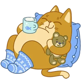 😸 dfee13e3 gatto, orsetto, sonno, accogliente, adesivo, cartone animato, animali whatsapp sticker