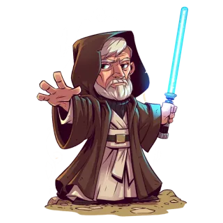 😏 a05df8f9 Obi-Wan Kenobi Star Wars Star Wars, Obi-Wan, Jedi, lichtzwaard, cartoon, personage telegram sticker