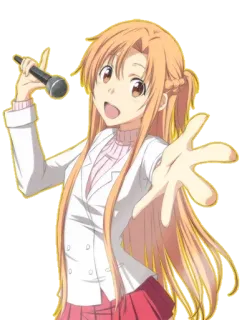 🎤 64e6667e Asuna Sword Art Online Anime, Personnage, Fille, Sword Art Online, Asuna, Microphone, Chanteuse telegram sticker