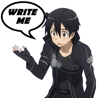 ✍ 59b32994 Kirito Sword Art Online WRITE ME Anime, Kirito, Sword Art Online, Tulis aku, Permintaan telegram sticker