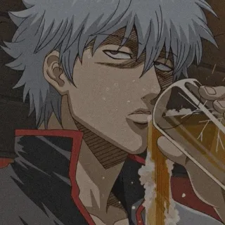 💣 60486b6c Sakata Gintoki Gintama anime, drinking, beer, character, gintama, sakata gintoki telegram sticker