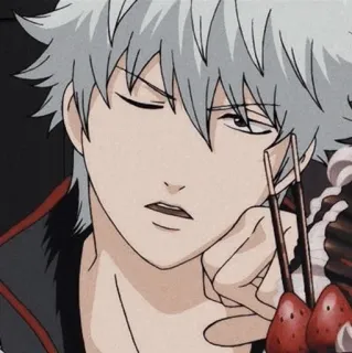 💣 6ae3b60c Sakata Gintoki Gintama anime, manga, Sakata Gintoki, Gintama, dessert, strawberries telegram sticker
