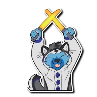 ✈️ 02efd030 Furry, Loup, Animal, Dessin animé, Personnage, Mascotte, Mignon telegram sticker