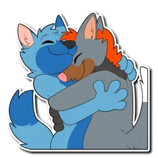 🤗 03107bab Furry, Câlin, Loup, Dessin animé, Amitié, Affection telegram sticker