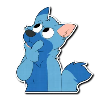 🤔 54bab33d pensif, chien, bleu, animal, curieux, mignon, dessin animé telegram sticker