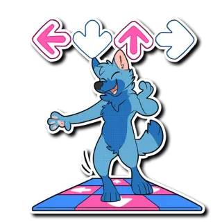 🐾 5f37cc1f loup, danse, flèche, danse, dessin animé telegram sticker
