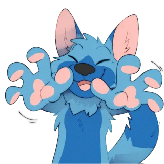 👐 9cd710a6 Furry, Dessin animé, Animal, Bleu, Joyeux, Mignon telegram sticker