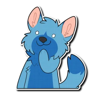 😙 a03e07b5 chien, loup, animal, bleu, mignon, dessin animé, poilu telegram sticker