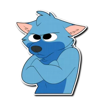 😠 a8243474 Dessin animé, Loup, Animal, Bleu, En colère, Poilu telegram sticker