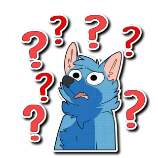 ❓ e7ed8cc8 chien, points d'interrogation, confus, bleu, pensif, inquiet telegram sticker