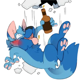 💥 ffdd5c28 anthropomorphe, alcool, boire, renard, fête, dessin animé telegram sticker