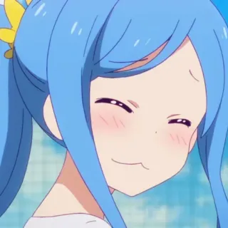 🌧 244e265b Anime, Mädchen, blaue Haare, süß, fröhlich, lächelnd telegram sticker