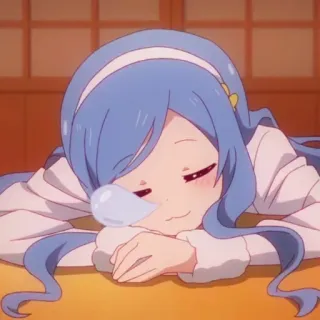 🌧 5bd629b4 anime, mädchen, verschlafen, süß, blaue haare telegram sticker