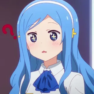 🌧 a45fa0bf Anime, Frage, Mädchen, blaue Haare, süß, Cartoon, Figur telegram sticker