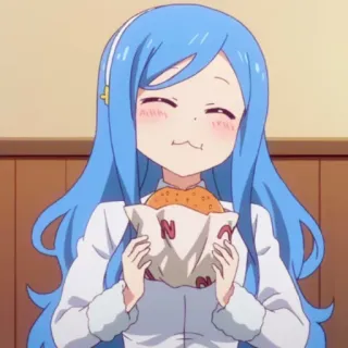 🌧 c871f56a N Anime, Mädchen, Essen, Essen, blaue Haare, süß telegram sticker