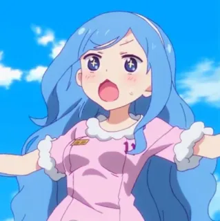 🌧 f42ec63b Anime, Mädchen, süß, Cartoon, Himmel, blaue Haare telegram sticker