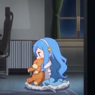 🦋 186d6915 Anime, Chica, Oso de peluche, Lindo, Niña, Pelo azul telegram sticker