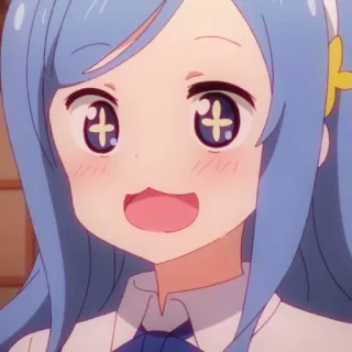 🌧 6133e83e Chica anime, Dibujos animados, Lindo, Pelo azul, Sonriendo, Feliz telegram sticker