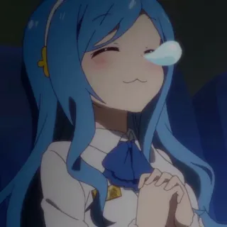 🌧 ae7f69d0 anime, dibujos animados, chica, pelo azul, linda, sonriendo telegram sticker