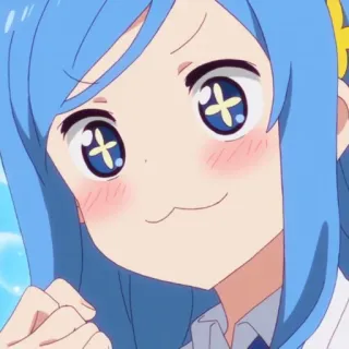 🦋 b6d89a75 chica anime, dibujo animado, linda, pelo azul, kawaii, sonriendo telegram sticker