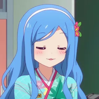 🦋 eeb90905 Anime, Chica, Linda, Pelo azul, Flor, Kawaii telegram sticker