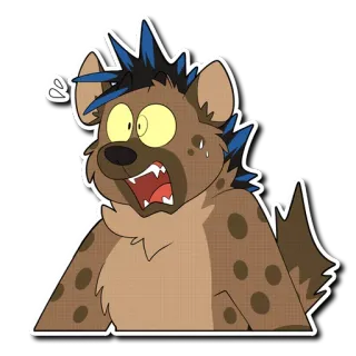 😱 2aecfcc6 鬣狗, 卡通, 动物, 兽人, 震惊, 害怕 telegram sticker
