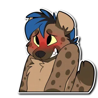 😳 4aeab7e2 鬣狗, 兽人, 兽迷, 卡通, 尴尬 telegram sticker