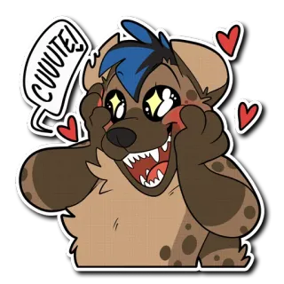😊 4c73948e CUUUTE! 可爱, 卡通, 鬣狗, 爱心, 快乐 telegram sticker