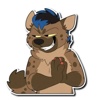 😈 5612ac36 兽人, 鬣狗, 卡通, 角色, 得意 telegram sticker