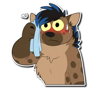 😳 6db9da34 鬣狗, 流汗, 卡通, 动物, 贴纸 telegram sticker