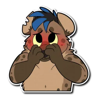 😖 70e27514 鬣狗, 可爱, 脸红, 毛茸茸, 害羞, 卡通, 动物 telegram sticker