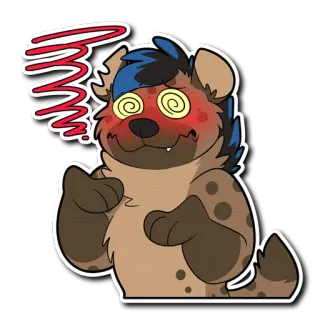 😵 a511592f 卡通, 贴纸, 动物, 晕眩的, 鬣狗 telegram sticker