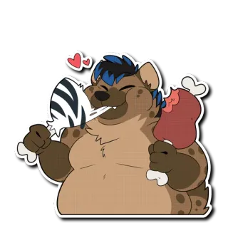 🍖 b721c2c7 鬣狗, 卡通, 吃, 食物, 动物, 哺乳动物 telegram sticker