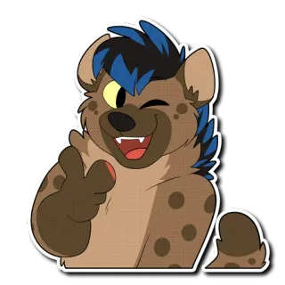 😉 bf1f5fdd 兽人, 鬣狗, 卡通, 动物, 微笑, 眨眼, 棕色, 可爱 telegram sticker