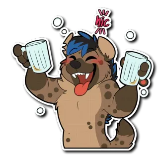 🍻 ccbba95a hic 卡通, 动物, 喝酒, 啤酒, 鬣狗, 毛茸茸 telegram sticker