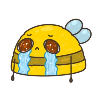 😭 b2526505 bee, crying, sad, tears, cartoon, emotion telegram sticker