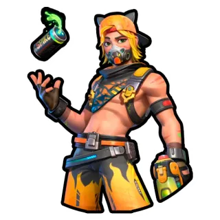 🤕 0182f768 SPIKE Personnage, Graffiti, Street art, Peinture aérosol, Orange, Tenue décontractée, Masque à gaz telegram sticker