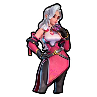 😍 e05d05a5 personnage, femme, rose, cheveux blancs, gants telegram sticker