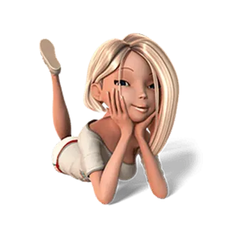 😊 6b4e1637 blonde Haare, Mädchen, Cartoonfigur, liegend whatsapp sticker