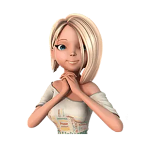 😊 741688f4 Cartoon, Figur, Weiblich, Blond, Sticker whatsapp sticker