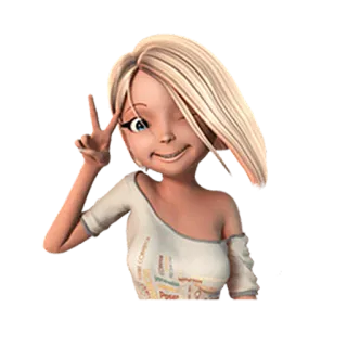 😊 8361d297 Frau, Mädchen, Friedenszeichen, Cartoon, Blond, Süß whatsapp sticker