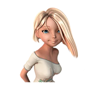😊 9a0123ed 3D, blond, Mädchen, Cartoon, weiblich, Frau whatsapp sticker
