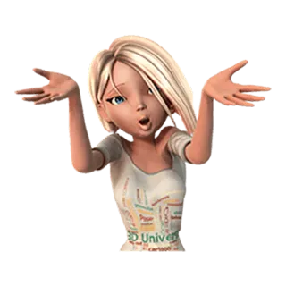 😊 ed4747ad Cartoon, Mädchen, Animation, Blond, Schulterzucken, Verwirrt whatsapp sticker